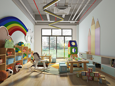 Modern Kindergarten Construction Room 3d model