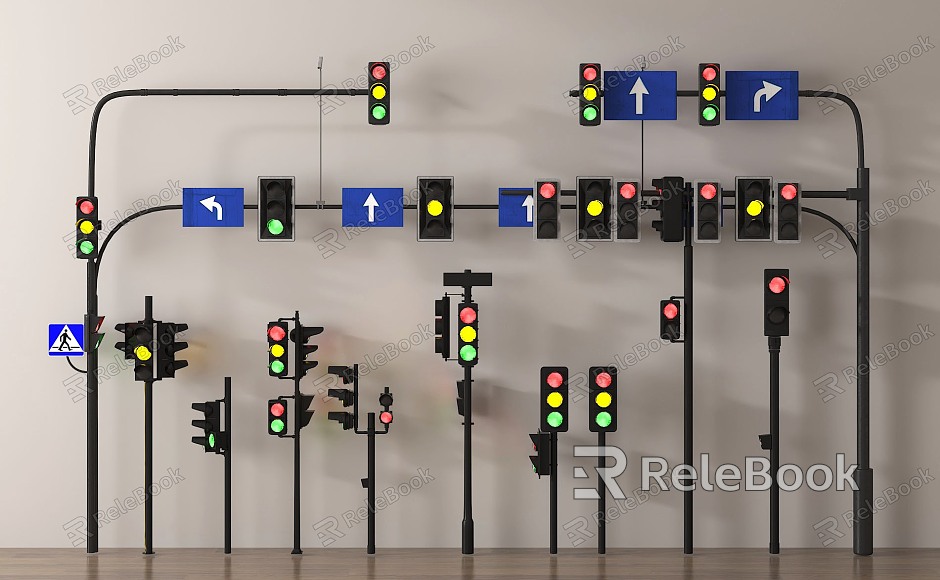 traffic signal warning sign road sign traffic accessories model