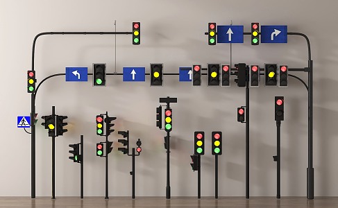 traffic signal warning sign road sign traffic accessories 3d model