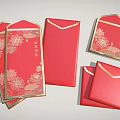 Traditional Chinese New Year Red Envelopes With Gold Floral Patterns And Festive Characters