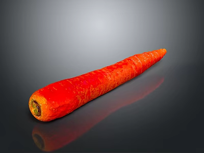 Vibrant Fresh Orange Carrot on Gray Background with Reflection Effect 3d model