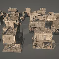 Detailed Ruined Building Structure 3D Models with Weathered Textures for Scenery Construction