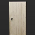 Sleek Modern Hinged Door With Natural Wood Grain Texture And Black Metal Handle
