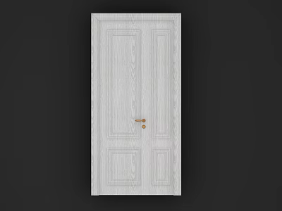 White Wooden Grain Double Door With Brass Handle For Home Entrance 3d model White Wooden Grain Double Door With Brass Handle For Home Entrance 3d model