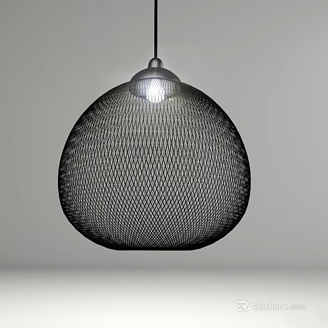 Modern Black Mesh Spherical Pendant Light With Bright Light Source For Interior 3d model