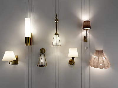 Various Styles Wall Lamps With Metal Frame And Glass Fabric Shades For Indoor Home Lighting 3d model