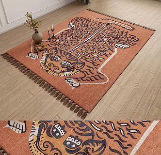 Retro Tiger Pattern Carpet 3d model
