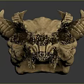 Game Movie Character Mythical Dragon Skull Detailed 3D Model With Horns And Sharp Fangs