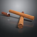 Classic Premium Cigars In Crossed Arrangement With Wooden Mouthpiece And Smooth Texture