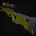 Green Tactical Sniper Rifle With High Power Scope Long Barrel And Ergonomic Stock Design