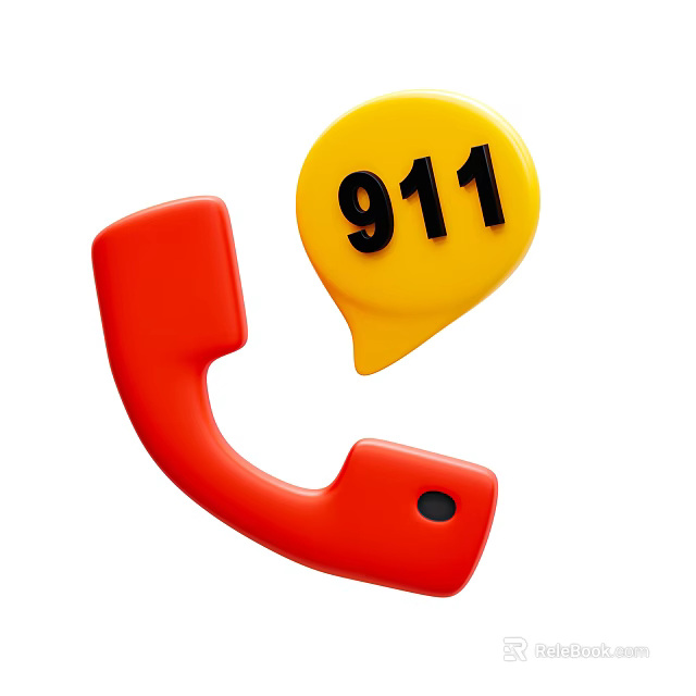 Red Emergency Communication Telephone With Yellow 911 Speech Bubble Design 3d model
