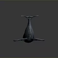 Detailed Blue Whale Sculpture Model With Shiny Surface On Dark Background