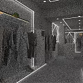 Modern Clothing Store Interior With Clothes On Racks Mannequins And Shoes