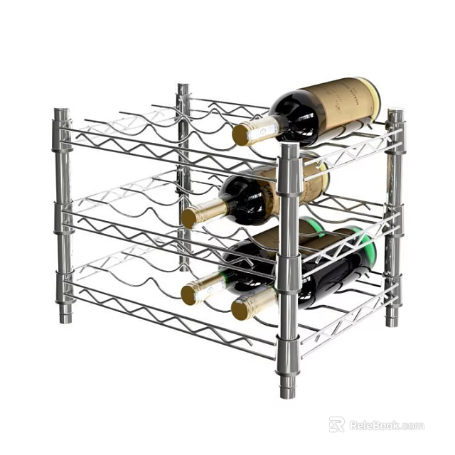 Stainless Steel Multi Layer Wine Rack For Kitchen Storage And Bottles 3d model