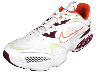 White Running Shoes with Red Green Accents Mesh Upper Cushioned Sole Nike Logo 3d model