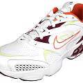White Running Shoes with Red Green Accents Mesh Upper Cushioned Sole Nike Logo