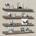 Modern wall shelf bookshelf decorative ornaments combination 3d model