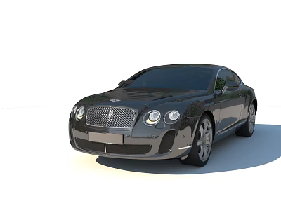 Black Bentley Sports Car With Sleek Design Front Grille And Silver Wheels 3d model