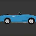 Blue Vintage Convertible Car With Red Interior And Shiny Body Design