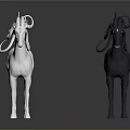 3D Mythical Creatures Sculptures White And Dark With Curved Spiral Horns