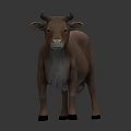 Realistic Brown And White Cow Figurine Standing On Gray Surface