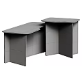 Modern Transparent Coffee Table Set With Geometric Brown Acrylic Structure Design