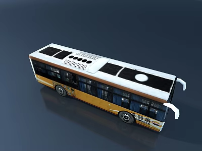 White and Orange Bus With Black Roof Solar Panels and Side Windows Design 3d model