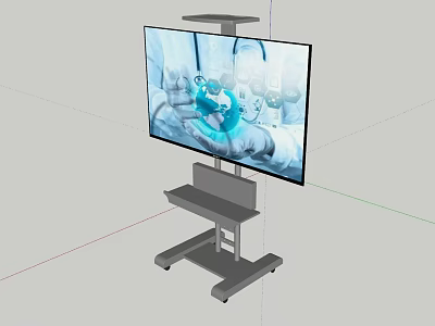 TV With Mobile Stand Displaying Medical Content And Stethoscope 3d model