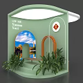Elegant Exhibition Island With Curved Design Green Plants And Guizhou Changzhou