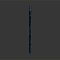 Fantasy Blue Curved Weapon Staff With Glowing Orb And 3D Rendered Intricate Details