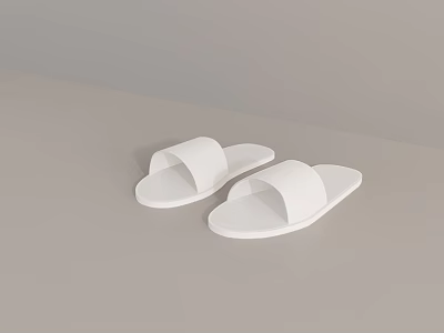 White Minimalist Open Toe Slippers With Simple Design On Light Gray Background For Daily Use 3d model