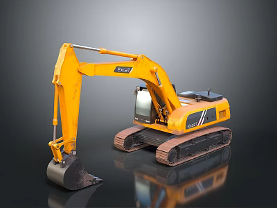 Yellow Crawler Excavator Vehicle With Heavy Duty Bucket And Track System 3d model