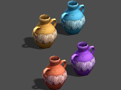 Assorted Color Ceramic Vases With Geometric Patterns For Home Decor 3d model