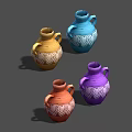 Assorted Color Ceramic Vases With Geometric Patterns For Home Decor