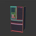 Navy Blue French Door Refrigerator With Bottom Drawer And Digital Display Design