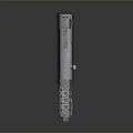Tactical Pistol With Metallic Silver Body Black Grip And Multiple Holes Design