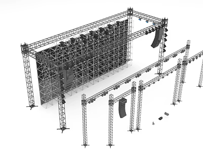 Commercial Stage Truss System Equipment with Metal Frame and Lighting Installation Parts 3d model