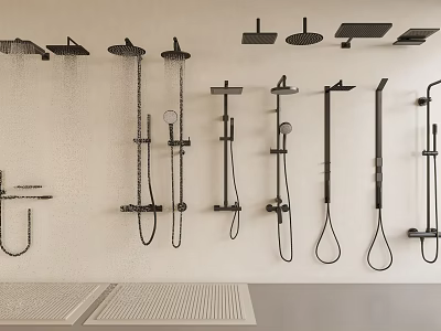 Modern Black Shower Systems with Rainfall Handheld and Wall Mounted Designs 3d model