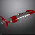 Silver And Red Streamlined Spacecraft With Aerodynamic Structure For Cosmic Exploration