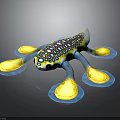 Colorful Blue And Yellow Spotted Octopus Character With Yellow Tipped Tentacles