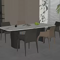 Modern Dining Table Set With Marble Top And Mixed Toned Chairs For Elegant Interior 3d model