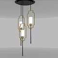 Modern Minimalist Three light Chandelier With Gold Frame White Lampshade And Black Hanging Wires