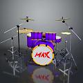 Purple MAX Logo Drum Set With Cymbals And Stands Musical Instrument