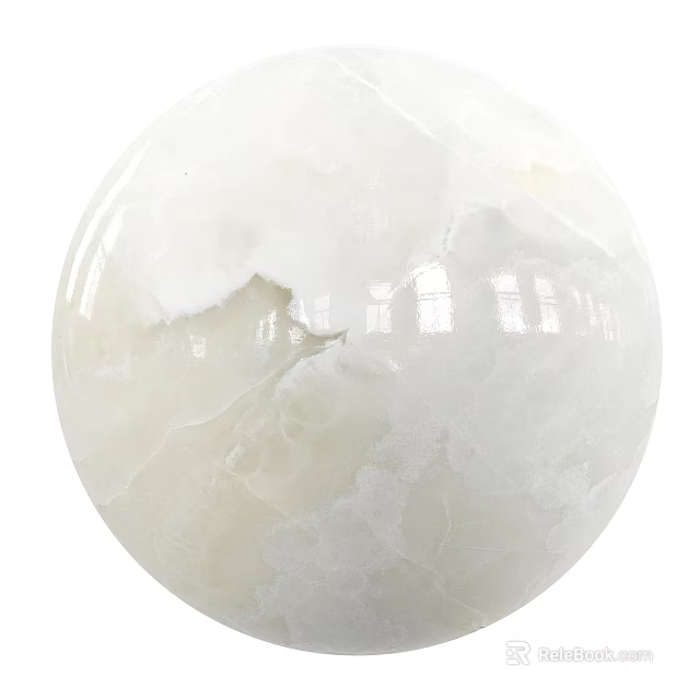 White Marble Spherical Component With Textured Surface And Glossy Finish For Decorative Applications 3d model