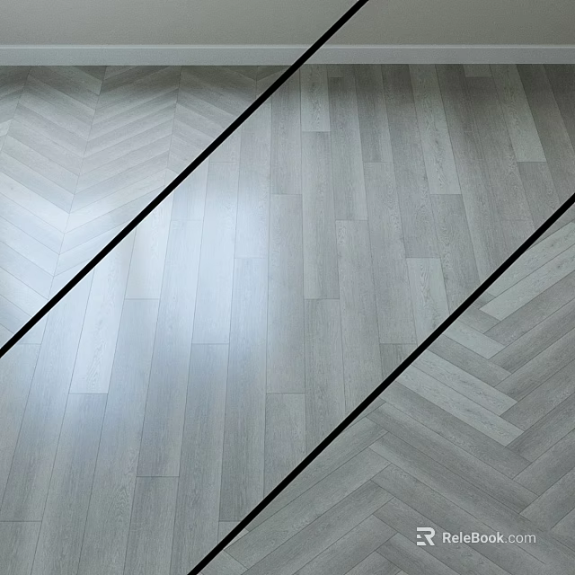Light Gray Wood Floor With Herringbone Pattern And Straight Planks Design 3d model