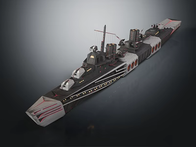 Modern Naval Warship Water Vehicle With Streamlined Hull And Multiple Decks 3d model