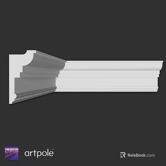 White Layered Decorative Cornice Component With Detailed Architectural Design For Interior 3d model 