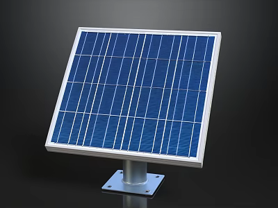 High Efficiency Solar Panel with Blue Cells and Metal Mounting Bracket 3d model