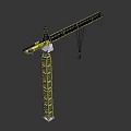 Yellow Tower Crane With Steel Boom Mast And Hanging Hook Structure