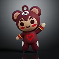 Cute Brown Bear Themed Kids Furniture Piece With Red Heart And Striped Arms Design